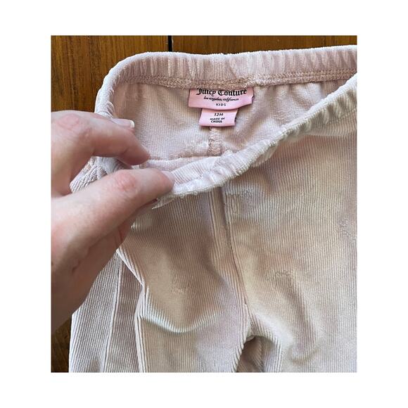 Juicy Couture Kids 12 M ​Baby Girls 2 Piece Logo Velour Jogger Set Pink Stretch - Picture 4 of 15